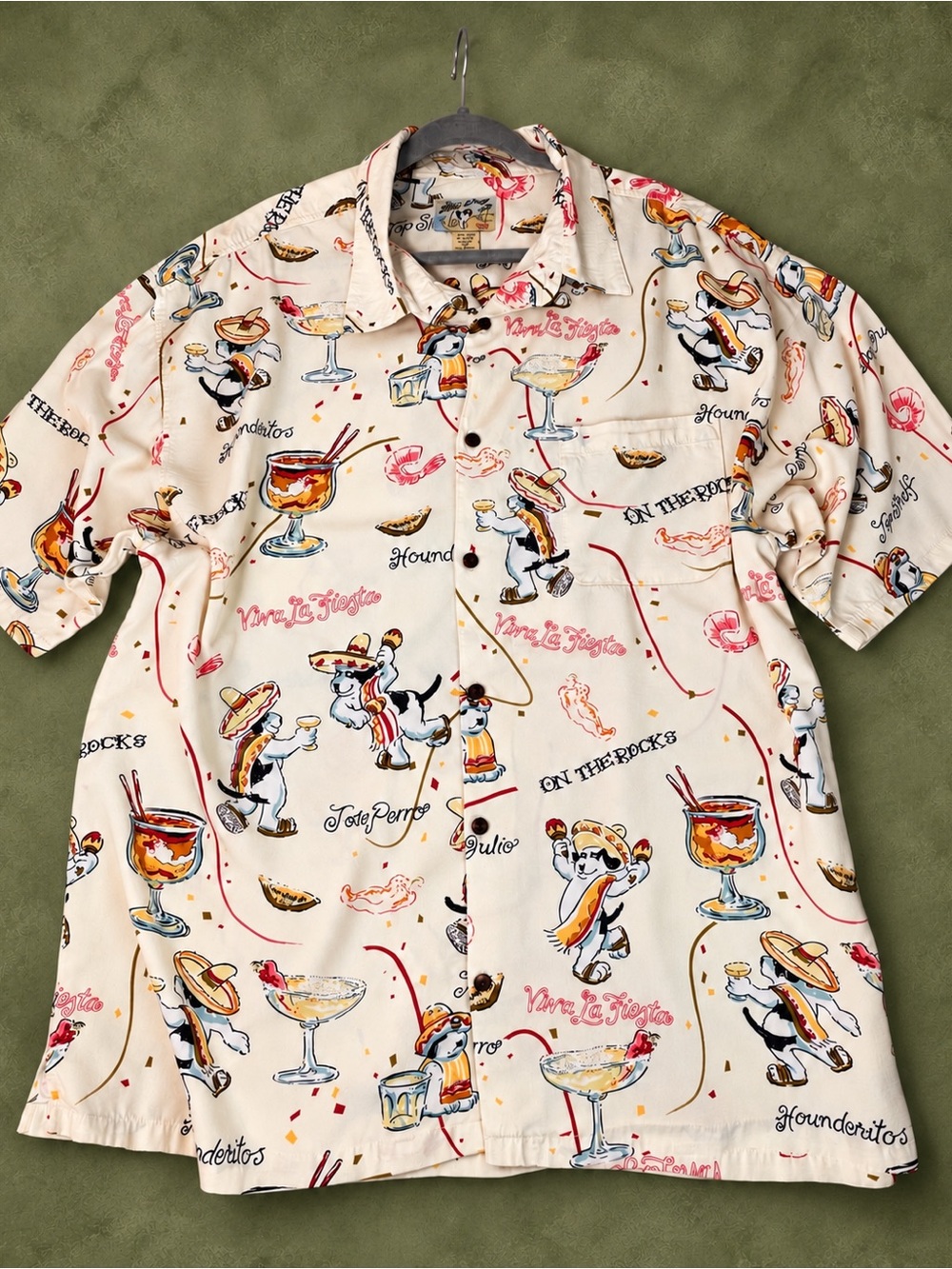 Big Dogs Men’s 2X Rayon Short Sleeve Fiesta Margarita Novelty Shirt